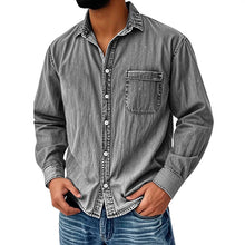 Brindan – Langärmliges Jeanshemd mit Knöpfen – Grau
