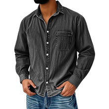Brindan – Langärmliges Jeanshemd mit Knöpfen – Schwarz
