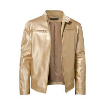 Emanual – Lederjacke mit Stehkragen und Reißverschluss – Gold