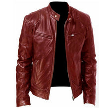 Emanual – Lederjacke mit Stehkragen und Reißverschluss – Rot