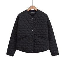 Steppjacke Damen mit Herzmuster – Schwarz