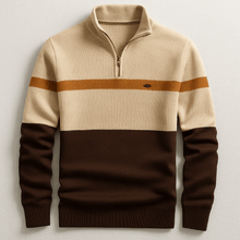 Strickpullover Herren Quarter Zip Color Block – Khaki