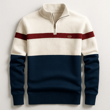 Strickpullover Herren Quarter Zip Color Block – Creme