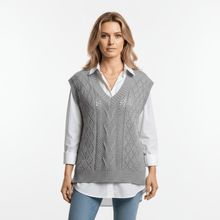 Strickweste Damen V-Ausschnitt – Grau