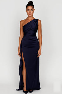 Valentina | Maxikleid mit hohem Beinschlitz – Dunkelblau