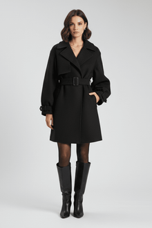 Trenchcoat Damen mit Taillengürtel – Schwarz
