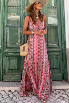 Lisa™ - Tribal Boho Halterneck Maxikleid – Rot
