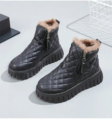 Gesteppte Damen Winterstiefeletten – Gefütterte, wasserabweisende Stiefel mit rutschfester Sohle und bequemem Design – Schwarz