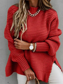 Caraleena | Der neue halbhohe Halsausschnitt Elegante Pullover-Oberteile – Rot