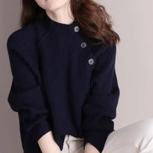 Langärmliger Damen Strickpullover – Schwarz