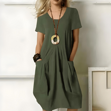Rochelle® | Elegantes Baumwollkleid mit Bauchwickel – Grün