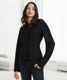 Strickjacke mit Knopfleiste | Weite Ärmel | Elegant und Bequem – Schwarz