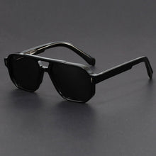 Unisex-Sonnenbrille mit Doppelsteg in quadratischer Form – Schwarz