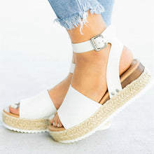 Ursula | Damen Plateau Keilsandaletten mit Espadrille Sohle – Weiß