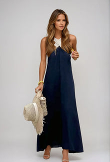 Nicole - Stilvolles Crossover-Ausschnitt-Kleid – Marineblau - Ausverkauft