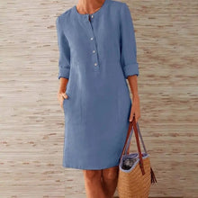 Lena | Kleid mit langen Ärmeln – Blau