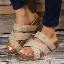 Daniela | Damen Plattform Slide Sandalen – Beige