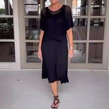 Maya® | Set aus 2-teiligem Kleid und durchbrochenem Oberteil – Schwarz