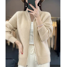 Wien | Pure Wolle Reißverschluss-Cardigan – Beige