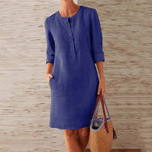 Lena | Kleid mit langen Ärmeln – Marineblau
