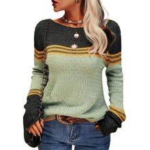 Damen Modischer Streifen-Pullover – Hellgrün