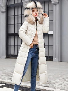 Stilvolle Dicke Parkajacke Mit Fellkapuze Für Damen | Perfekt für Outdoor-Aktivitäten – Dunkelweiß