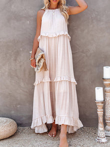 Amelia | Langes lockeres Sommerkleid – Beige