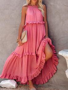 Amelia | Langes lockeres Sommerkleid – Rosa