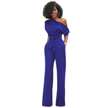 Veronica | Damen One Shoulder Weites Bein Jumpsuit – Blau
