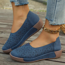 Viktoria | Damen Plateau Loafer mit Lochperforation – Blau
