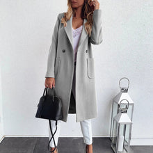 Josepha - Eleganter langer Wollmantel mit Reverskragen – Grau