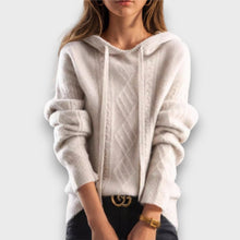 Valenne – Kapuzenpullover mit Zopfmuster – Beige