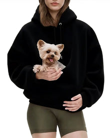 Rendall – Langarm-Hoodie Mit Tasche Für Haustiere – Schwarz