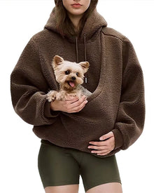 Rendall – Langarm-Hoodie Mit Tasche Für Haustiere – Braun