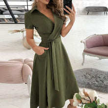 Elegantes Damen A-Linien Kleid für vielseitige Anlässe – Armee grün