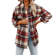 Stilvolle Karierte Damenjacke mit Langen Ärmeln - Trendy und Bequem – Rot
