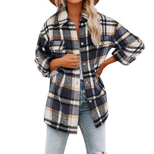 Stilvolle Karierte Damenjacke mit Langen Ärmeln - Trendy und Bequem – Dunkel Grau
