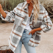 Stilvolle Karierte Damenjacke mit Langen Ärmeln - Trendy und Bequem – Blau