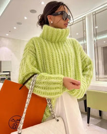 Damen Grobstrick-Rollkragenpullover | Winter – Grün