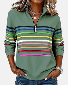 Mourinda - Gestreiftes Sweatshirt in Viertellänge – Grün