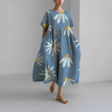 Daisy - Retro Großes Swing Locker Oversized Maxikleid – Hellblau