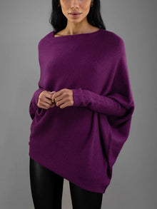 Xanthe | Damen Asymmetrischer Off-Shoulder Pullover – Lila