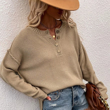 Strukturierter Pullover mit Knopfleiste | Lässige Passform | Bequemer Stil – Aprikose