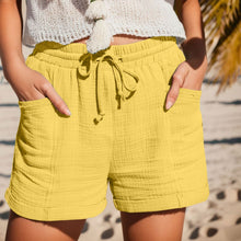 Shorts mit Bindeband | Weiche Musselinstruktur | Sommerlich-leger – Gelb