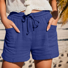 Shorts mit Bindeband | Weiche Musselinstruktur | Sommerlich-leger – Blau