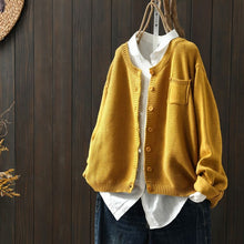 Kerstin | Damen Übergroße Strickjacke mit Knöpfen – Gelb