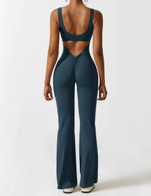 Sienna | Rückenfreier Flare-Jumpsuit – grun blau