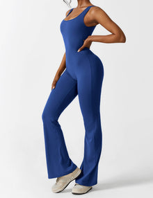 Sienna | Rückenfreier Flare-Jumpsuit – Königsblau