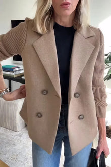 CLAIRE | Patchwork-Cardigan in Jeans – Braun