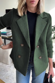 CLAIRE | Patchwork-Cardigan in Jeans – Grün